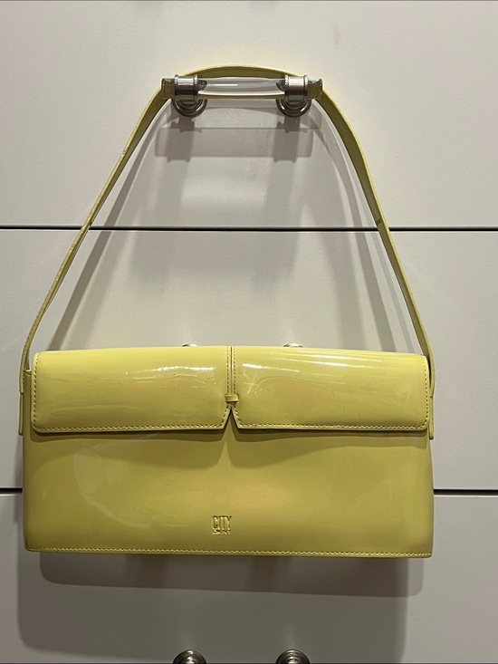 DKNYC Handbags - DKNY City Vintage Yellow Patent Leather Shoulder Bag